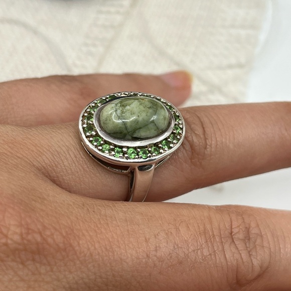 Vintage Sterling Silver Ring with Serpentine Gemstone – Size 6.5 - Picture 8 of 15